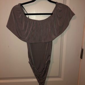 NEVER WORN Forever 21 offshoulder silver bodysuit